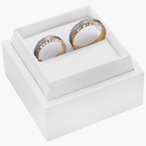 Obrączki ślubne: dwukolorowe złoto, płaskie, 6 mm